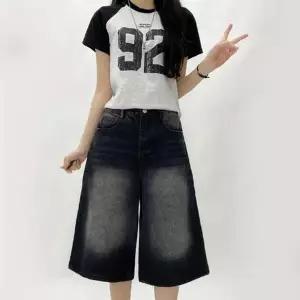 여자 하프 큰사이즈 SS 6부 버뮤다 청반바지 (37564170A)