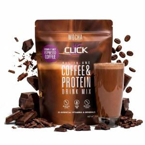 클릭 커피 단백질, 단백질 및 올인원, 식사 대체 , 모카 맛, 23가지 필수 더블 샷 에스프레소 커피, 뜨겁거나 차가운, 15.8온스
