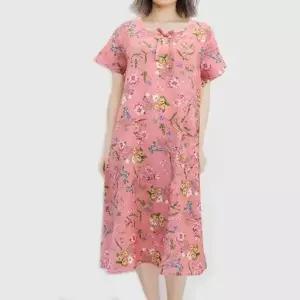 여성 드레스 플라워패턴 롱 인견 반소매 잠옷 (37950951A)