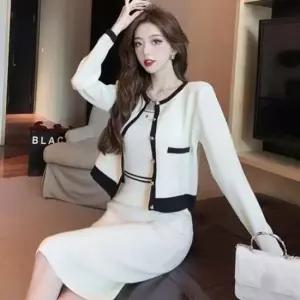 니트투피스 가을원피스 투피스 니트세트 금장 민소매 봄원피스 나