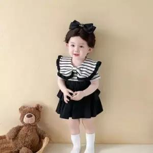 아기치마세트 프릴리본카라 아동 ST골지반팔 스커트세트 205127