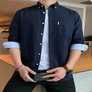 와이셔츠 롤업 사계절 소매 코튼 셔츠 남성 남방