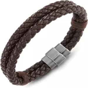 쿨스틸랜드 비욘드 땋은 가죽 뱅글 팔찌 남성용 마그네틱 걸쇠가 있는 순정 손목밴드