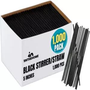 1InTheHome 5인치 커피 교반기 칵테일 교반기/스트로우 플라스틱 Sip N 빨간색 1000팩