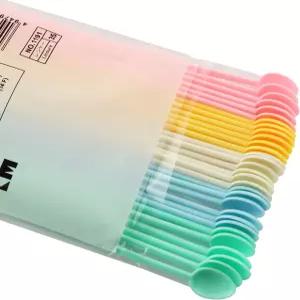 AXLIZER 60PCS 캔디 컬러 플라스틱 미니 커피 티 음료 블렌더 일회용 교반기 스푼 스틱 소스 조절 도구