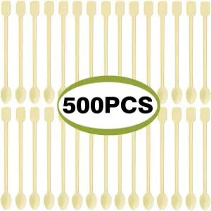 커피 스푼 500 PCS 일회용 타이니 티스푼 베이지 플라스틱 교반 칵테일 스틱 미니 티 교반기