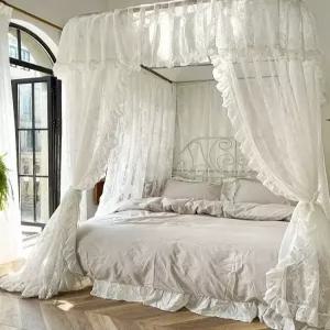 침대 커튼 캐노피 스탠드 스타일 유럽풍 모기장 커텐 사무실 침실 공주방 사각