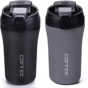 14온스 트래블 커피 머그잔 뚜껑과 빨대가 포함된 진공 단열 여행용 유출 방지 뜨거운 음료와 차가운