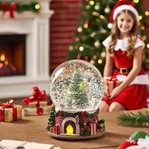LOVE FOR You 선물 포장 불이 켜진 크리스마스 트리 스노우 글로브 뮤직 박스 벽난로 호두 군인 테디 베어