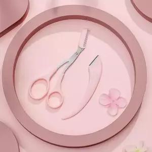 [에스에스_62]수동 눈섭 눈썹 가위 눈썹칼 빗 칼 핑크