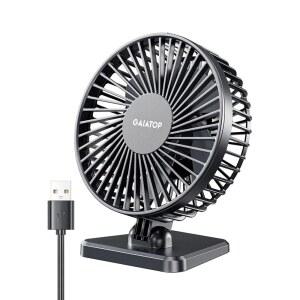 가이아탑 USB 책상 선풍기, 작지만 강력한 개인 휴대용 조용한 3단 속도, 조절 가능한 미니 테이블 데스크탑 홈 오피스 자동차 여름 여행 선물 블랙