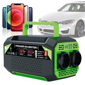 USB 및 Type-C 포트가 있는 300W/500W 차량용 전원 인버터 12V DC ~ 220V AC 차량용 인버터 전압 변압기(노