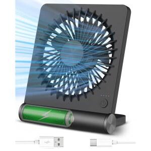 테벨레신 소형 책상 선풍기, 충전식 USB 선풍기 배터리 작동, 초저소음, 강풍, 3단 여행용