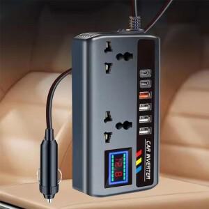 자동차 인버터 변환기 12V/24V 220V 콘센트 빠른 충전 포트 휴대용 변압기 전원 소켓 충전기 인버터 3 USB