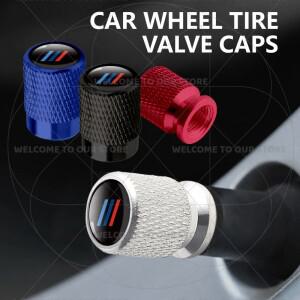 삼색 줄무늬 장식 엠블럼 4개 알루미늄 자동차 및 오토바이 공용 타이어 밸브 캡 휠 스템 에어 더스트 커버