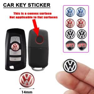 폭스바겐 VW 캐디 CC GTI 티구안 투란 T-ROC 액세서리용 5/10개 14MM 자동차 리모컨 키 스티커 메탈 엠블럼