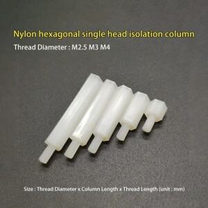 nDBAbkDj M2.5 M3 M4 나일론 육각형 단일 헤드 절연 컬럼 내부 나사 플라스틱 지지 스페이서 볼트