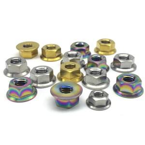 M5 M6 M8 M10 M12 M14 티타늄 플랜지 너트 Din6923 Ti6Al4V 합금 자전거 바이크 오토바이 자동차 리어 액슬