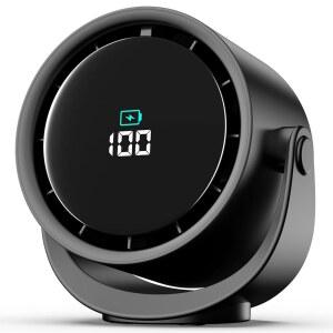 침실용 요센모 휴대용 책상 선풍기, 스마일 콘 LED 디스플레이, 6인치, 5단 강력 기류, 저소음, 360 조절 가능한 기울기, 가정, 사무실, 실외, 잉크 블랙에 적합합니다