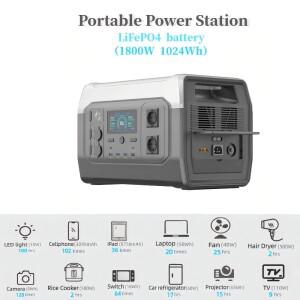 1800W 태양광 발전기 순수 사인파 발전소 장치 야외 캠핑 EV 자동차 여행 LiFePO4 배터리 셀 전원 공급 빠