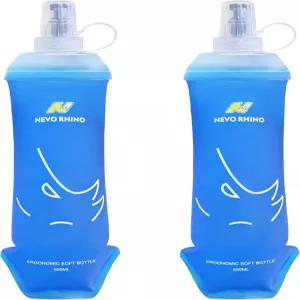 NEVO RHINO 2PCS 소프트 플라스크 수분 조끼 및 러닝 팩용 17온스/500ml TPU 물병 달리기 하이킹 자전거