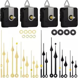 EMUN 4개의 다양한 축 시계 메커니즘 키트(8팩 바늘 DIY 벽 수리 교체용 모터 부품 포함)(총 길이(총 길이