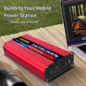 자동차 야외 캠핑용 순수 사인파 인버터, 2500W/3500W/4500W 전력 12V에서 110V로 LCD 디스플레이 포함