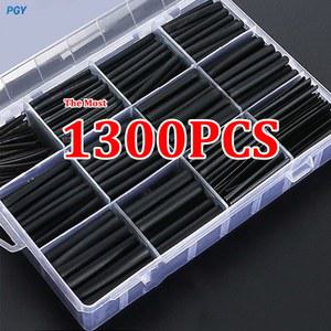 검정색 열수축 튜브 키트 내열성 수축 절연 와이어 연결 보호기 슬리브 랩핑 전기 케이블