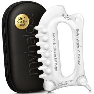 마이할로스 6 in 1 세라믹 바디 구아샤 페이셜 도구 림프 배액 얼굴 조각 및 지압 마사지 용 포인트