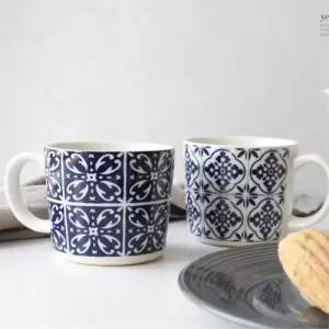 [마이모노샵][마이모노샵] 집들이 이사 소품 선물 화이트 블루 패턴 무늬 머그잔 컵 (17307718)