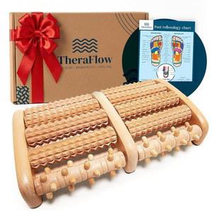 테라플로우 신경병증 및 를 위한 발 마사지기 선물 아빠를 나무 롤러 발을 반사학 차트