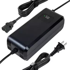 48V 20Ah GLE AGM 납 배터리 팩용 YZPOWER 58V 4A 납축 충전기 디스플레이 내장 팬 3핀 플러그가 있는