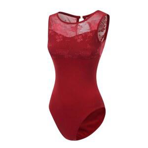 댄스 체조 의상을 위한 란보던스 여성용 민소매 레이스 발레 레오타드