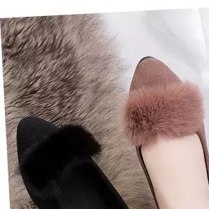 장식 기모안감 퍼 스웨이드 여성플랫슈즈 플랫 겨울신발 데일리 슈즈