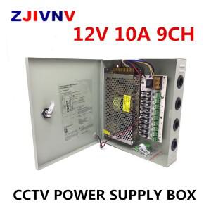 9CH 12V 10A CCTV 퓨즈 전원 공급 장치 박스, 자동 리셋/12V 120W 모니터 장치/스위치 9 채널