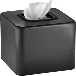 mDesign 티슈 박스 - 침실 욕실 등을 위한 장식 홀더 얼굴 및 미용 티슈를 정사각형 커버 블랙