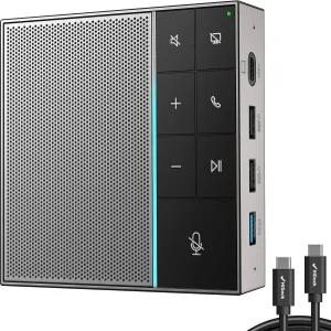 HiDock 컨퍼런스 스피커 및 마이크 음소거/프로젝트 향상된 음성 픽업 전이중 노이즈 캔슬링 스피커폰 홈