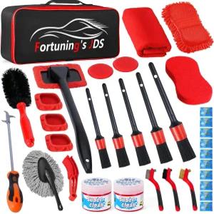 34PCS 자동차 디테일링 브러시 세트 키트 청소 앞유리 도구 전문가용 관리 - 실내 외륜용 세차