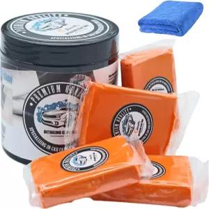 미피 자동차 클레이 바 디테일링 키트 - 자동 프리미엄 등급 매직 세척 및 흡착 극세사 타월 4팩 100g