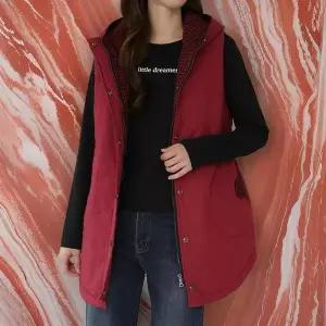 여성 퀼팅 힙커버 허리조절 후디집업 패딩 조끼 (30488263A)