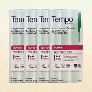 템포 내추럴 8p 4팩 X 슈퍼 탐폰 순면 동아제약 삽입형생리대 흡수력좋은생리대 오버나이트
