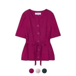 [꼼빠니아] 브이넥 벨티드 블라우스_CADU5-WRB180