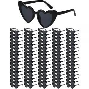 Geopty 도매 100팩 블랙 하트 모양 선글라스 벌크, 여성 남성 웨딩 파티 선물, 손님용 처녀 안경 177026