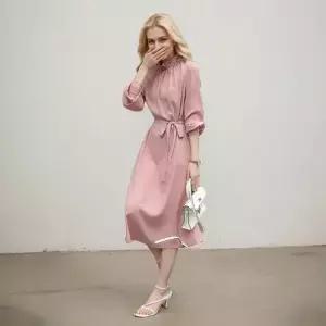 앤트맨 원피스 롱 오피스룩 가을 여사친 넥 부드러운 중기장 스커트풍 OPH3