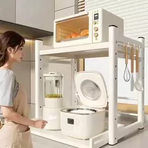 밥솥레일 주방 렌지장 수납 인출식 렌지선반 64cm 화이트 패키지 높이조절