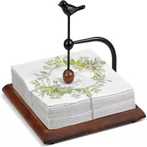 독특한 새 모양 디자인의 테이블용 토세메이 냅킨 홀더 칵테일 홀더. 나무 베이스와 철제 구조로 안정성과