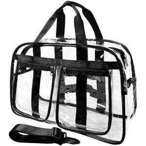 뮤초 대형 클리어 토트백 20 u201D, 여행용 비치백, 체육관 세면도구 메이크업 정리용 비닐봉지 투명보기