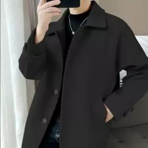 키작남코트 남자 반코트 결혼식코디 하프 모직 베이지 하객룩