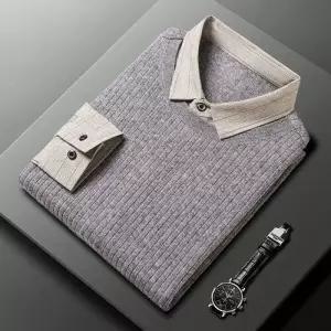 아이언하트 남친 남자 니트 캐주얼 가을 투피스 페이크 스웨터 긴팔 터틀넥 풀오버 상의 칼라넥 KKE3