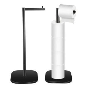 OGGZAQA 화장지 홀더 스탠드 프리스탠딩 화장지 욕실용 홀더 롤 스테인리스 스틸 미끄럼 스탠드 기능 블랙 화장지 매트 방지 방지 녹 휴지 보관함 홀더